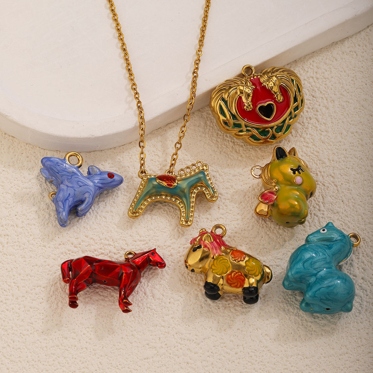 Luxurious Diy Irregular Shape Animal Stainless Steel Waterproof Gold Color Women's Pendants 2
