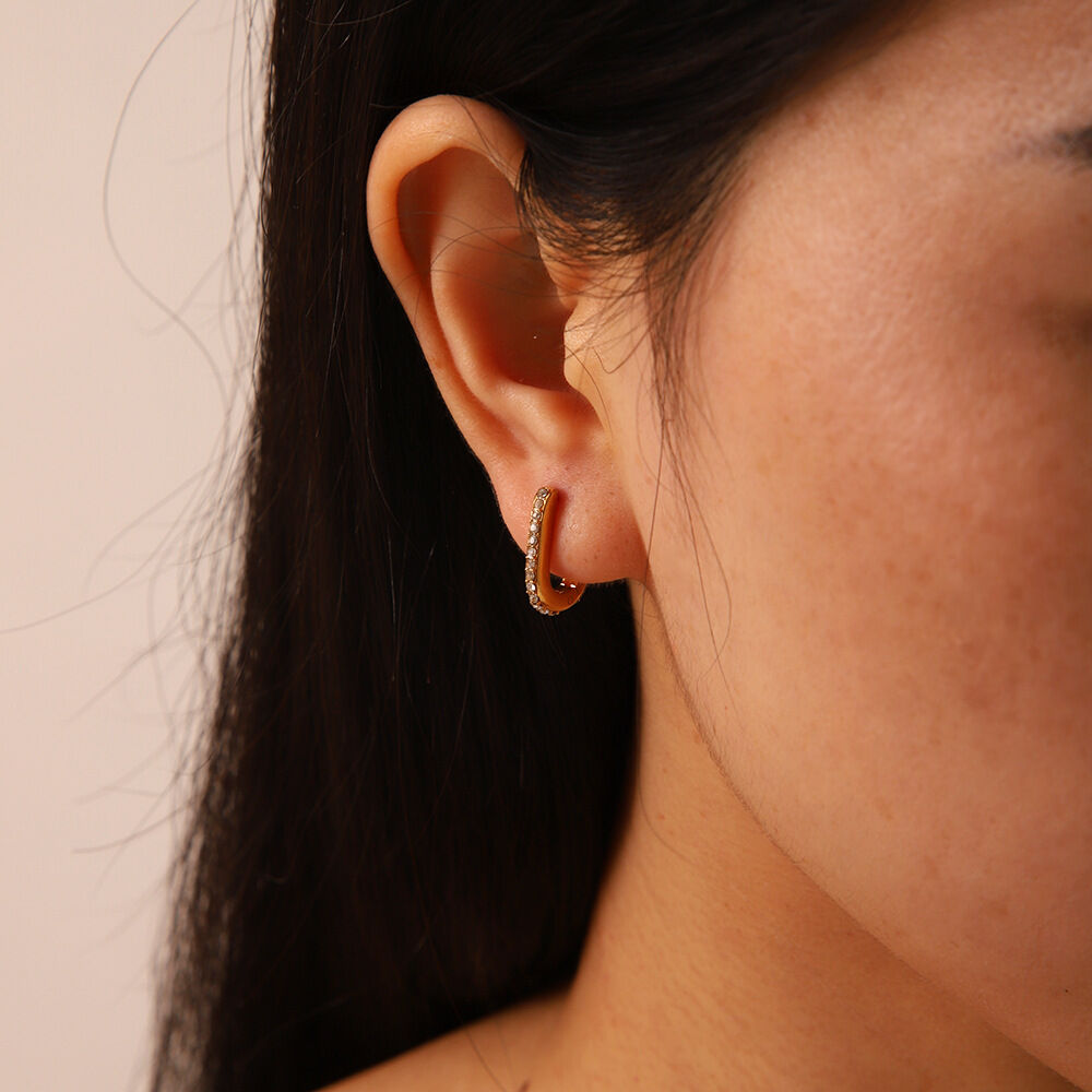 Luxury Daily Circle Stainless Steel Waterproof   Gold Color  Women's Hoop Earrings Picture3