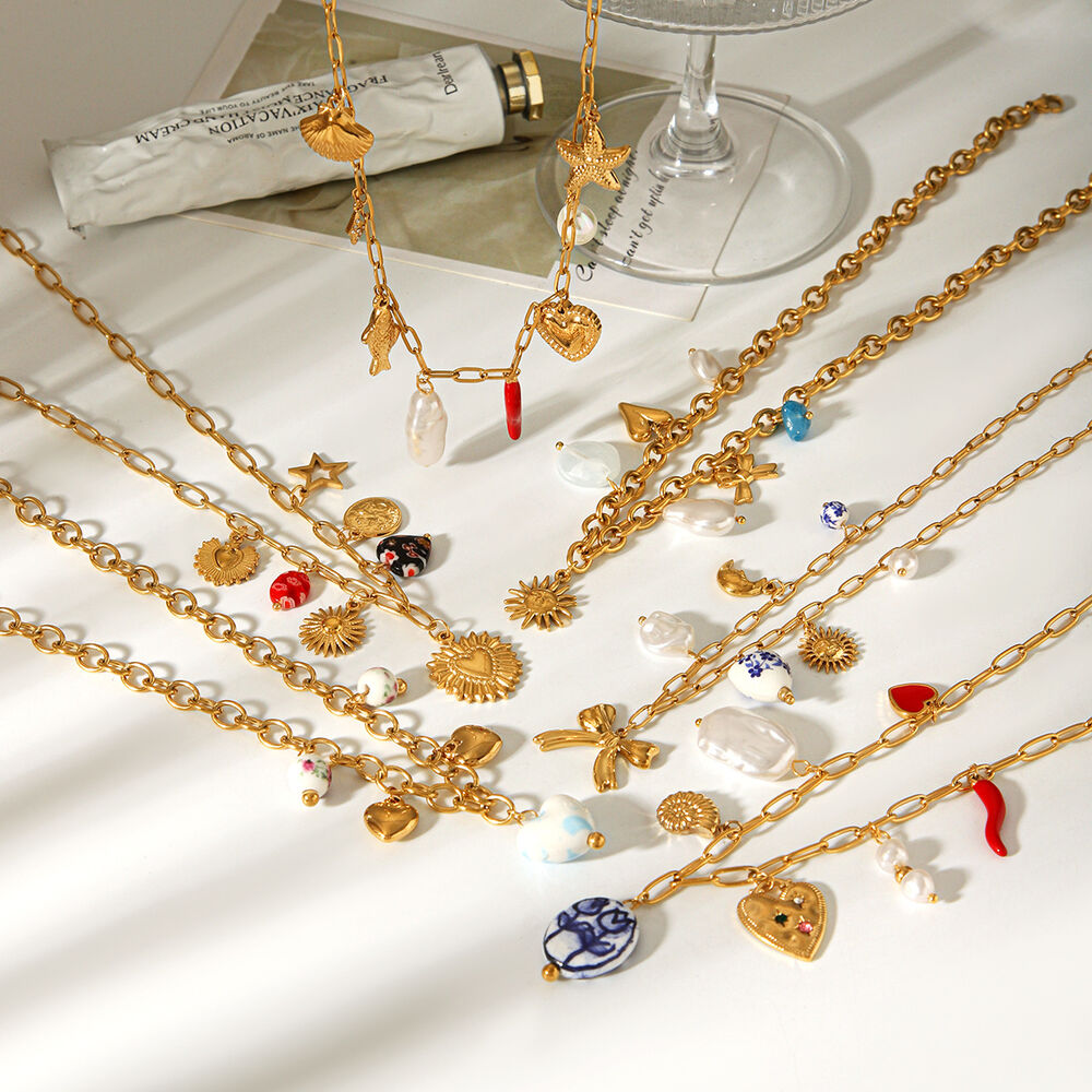 Sweet Heart Bow Knot Stainless Steel Waterproof Gold Color Women's Pendant Necklaces Picture5