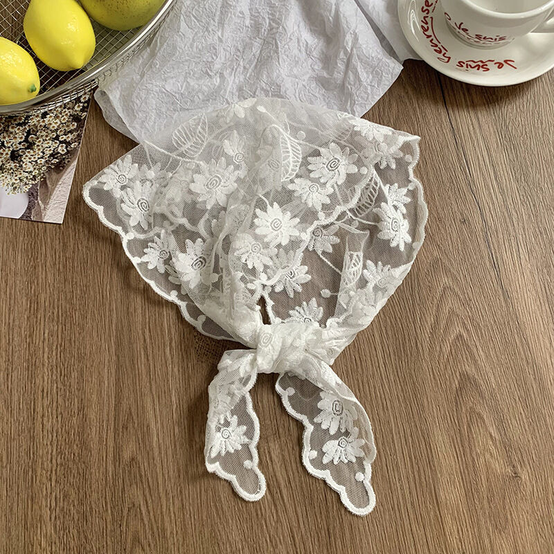 Sommerschals der Serie „Romantic“ mit süßem Blumenmuster, einfarbig, aus Spitze, für Damen 