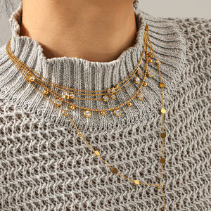 Simple Chain Stainless Steel Waterproof Gold Color Zircon Women's Chain Necklaces h5 Picture5