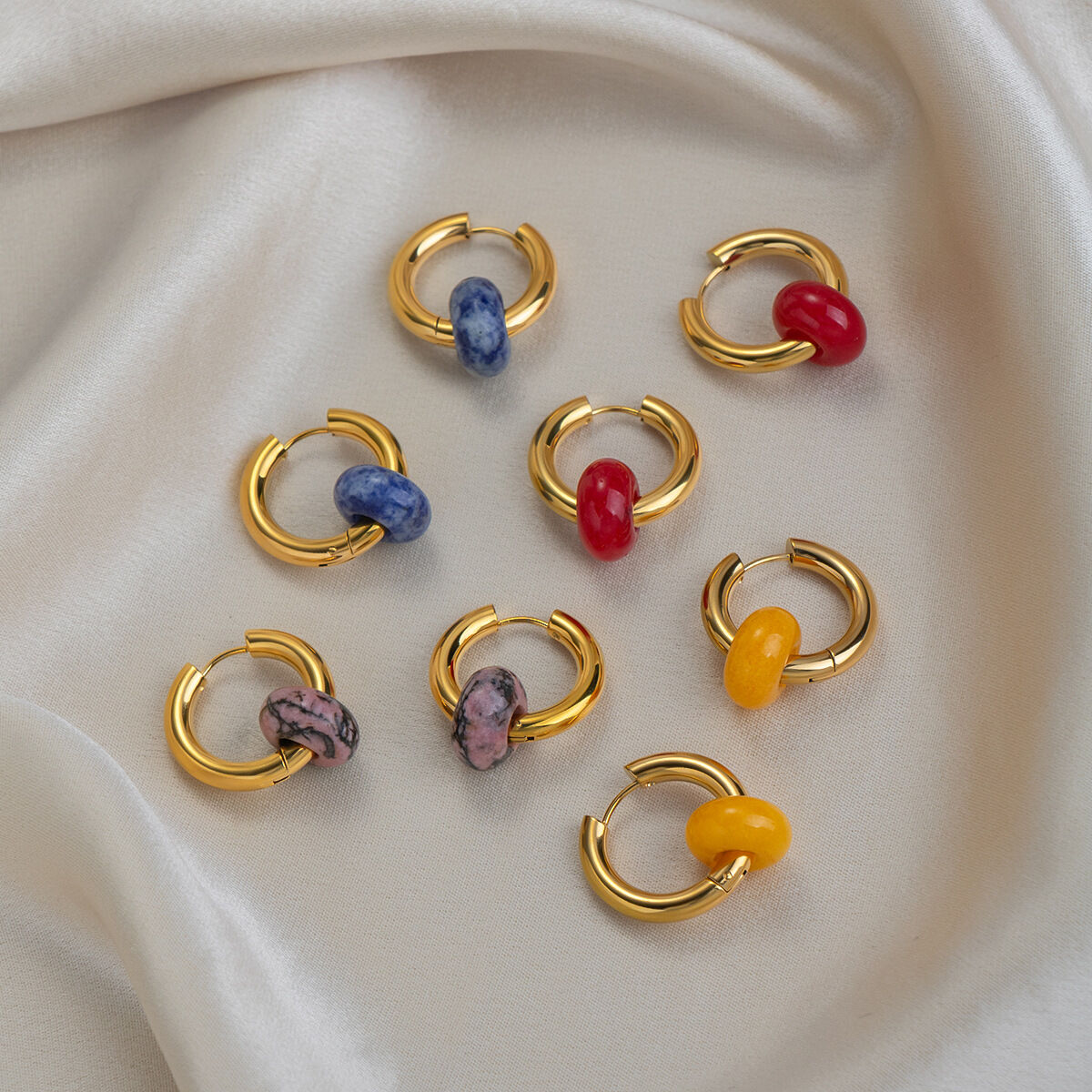 Simple Retro Circle Stainless Steel Waterproof   Gold Color  Women's Dangle Earrings