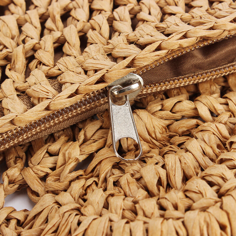 Vacation Style Woven Tassel Paper Women's Saddle Bag h5Picture3