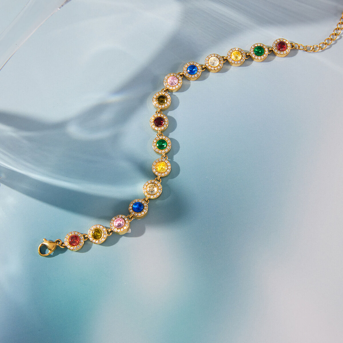 Luxurious Elegant Heart Zircon Stainless Steel Waterproof Gold Color Women's Beaded Bracelets Picture4
