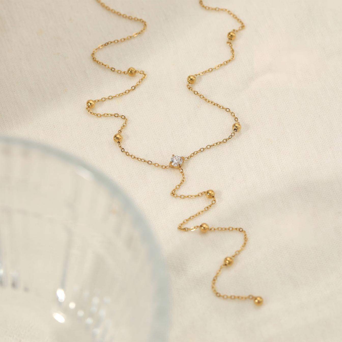 Delicate Lines Stainless Steel Waterproof Gold Color Women's Pendant Necklaces