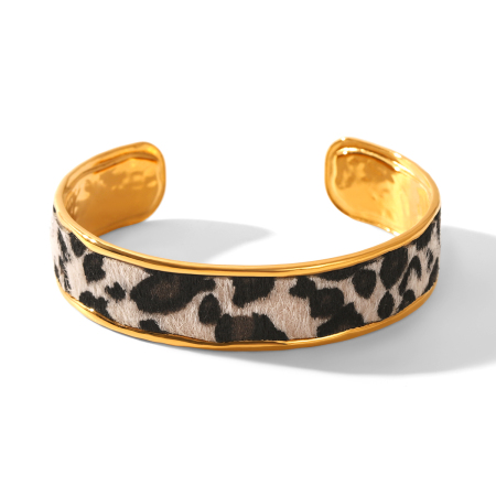 Damen-Halskette mit Anhänger aus wasserfestem Edelstahl mit Leopardenmuster in Goldfarbe