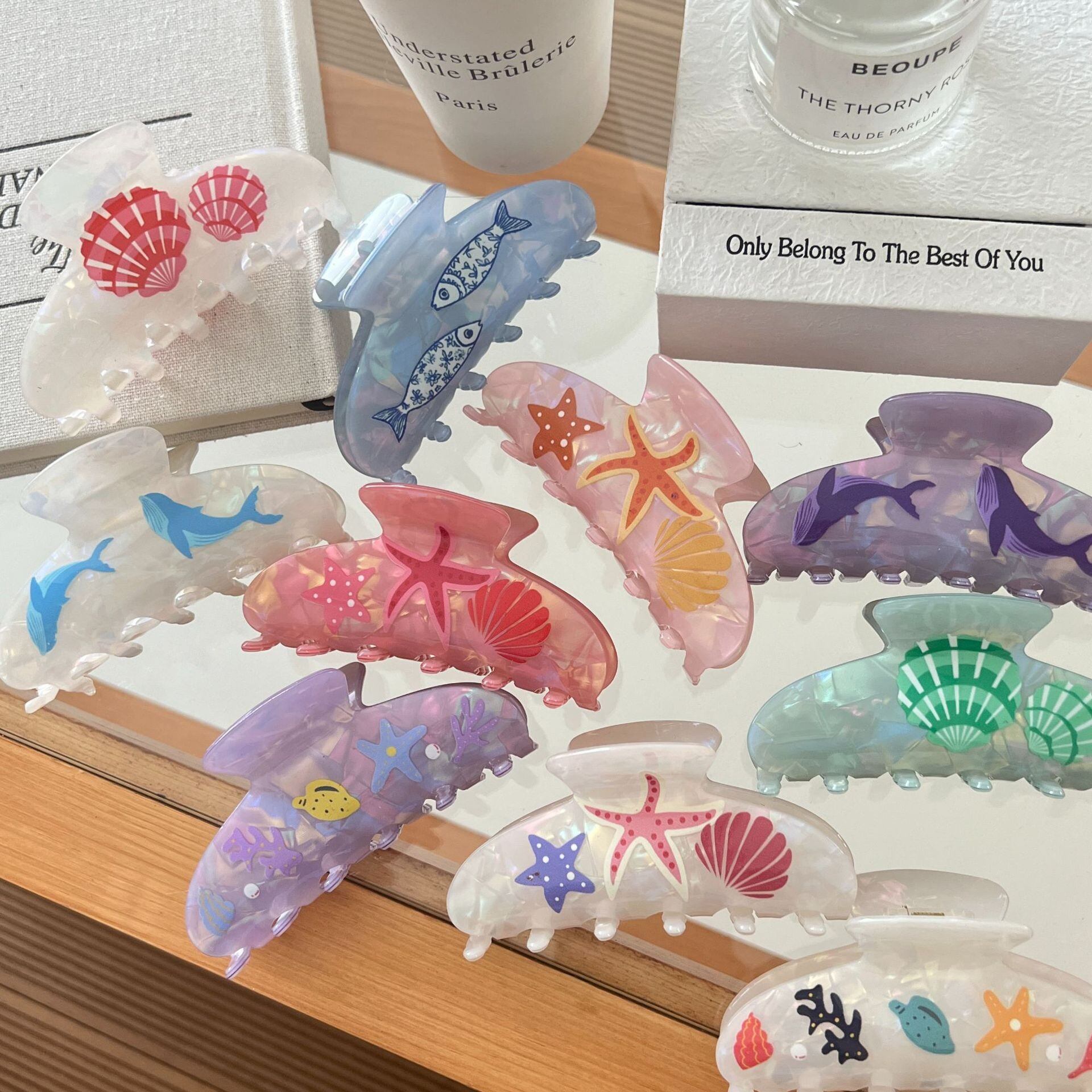 Classic Series Vacation Turtle Shell Fish Starfish Acetate Women's Hair Claws Picture4