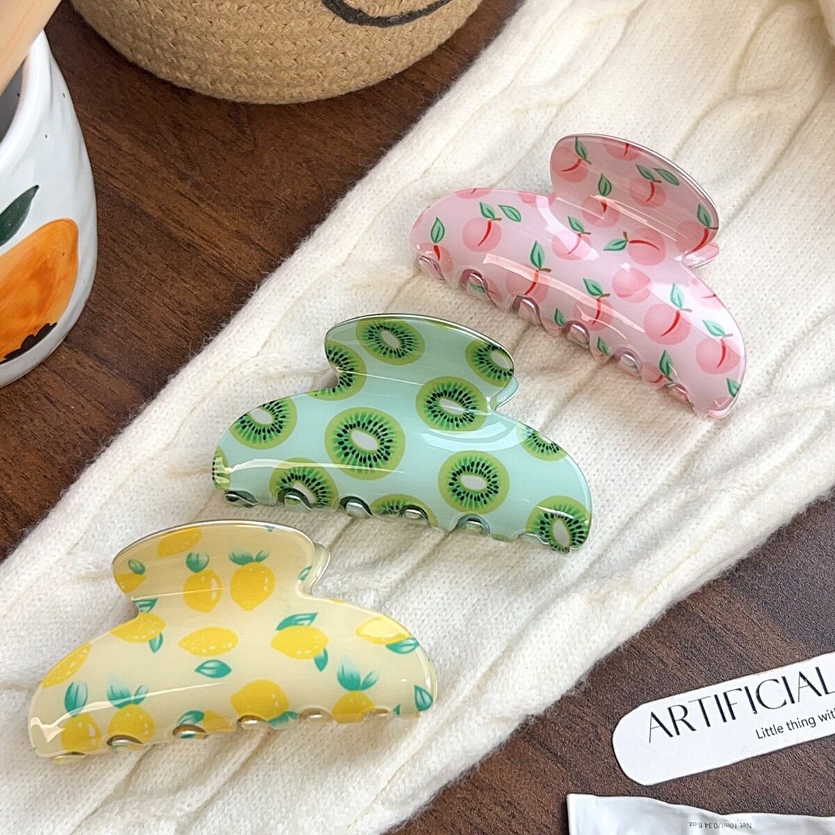 Pinces à cheveux pour femmes en PVC motif fruits sucrés, collection romantique