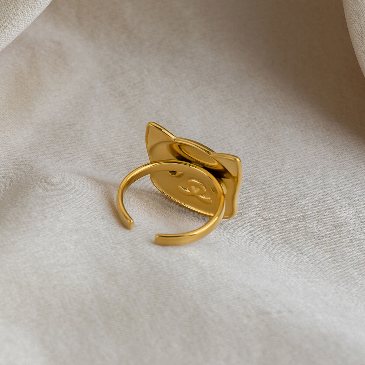 Simple Series Daily Animal Stainless Steel Waterproof   Gold Color  Zircon Minimalist Rings Picture3