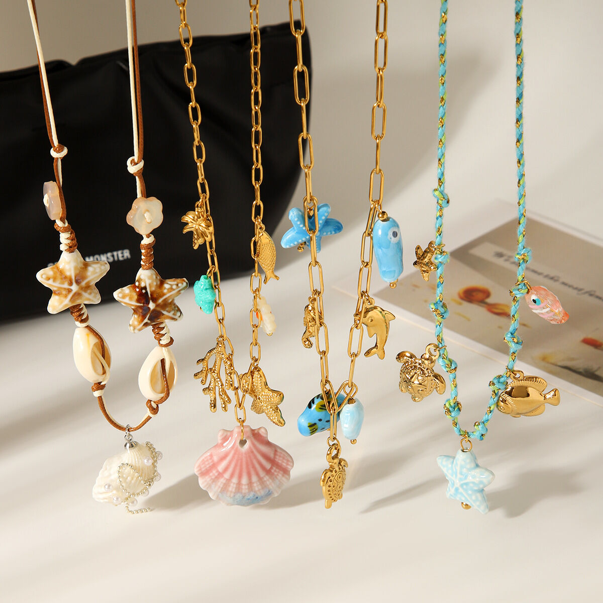 Beach Style Stainless Steel Waterproof Gold Color Women's Pendant Necklaces 2
