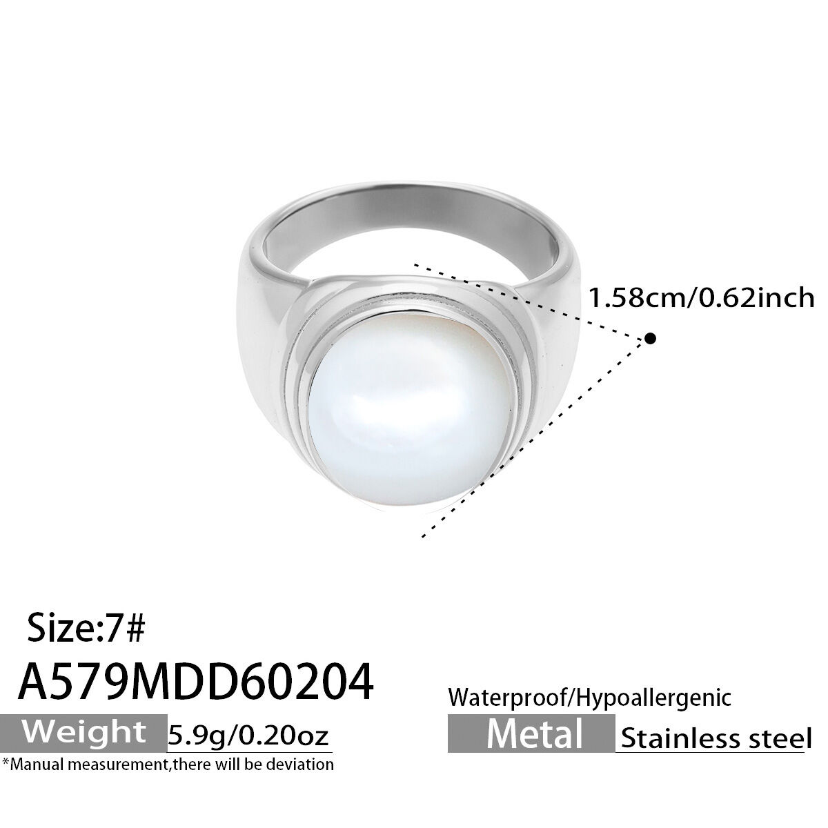 Woven Stainless Steel   Gold Color  Shell Women's Gemstone Rings 
