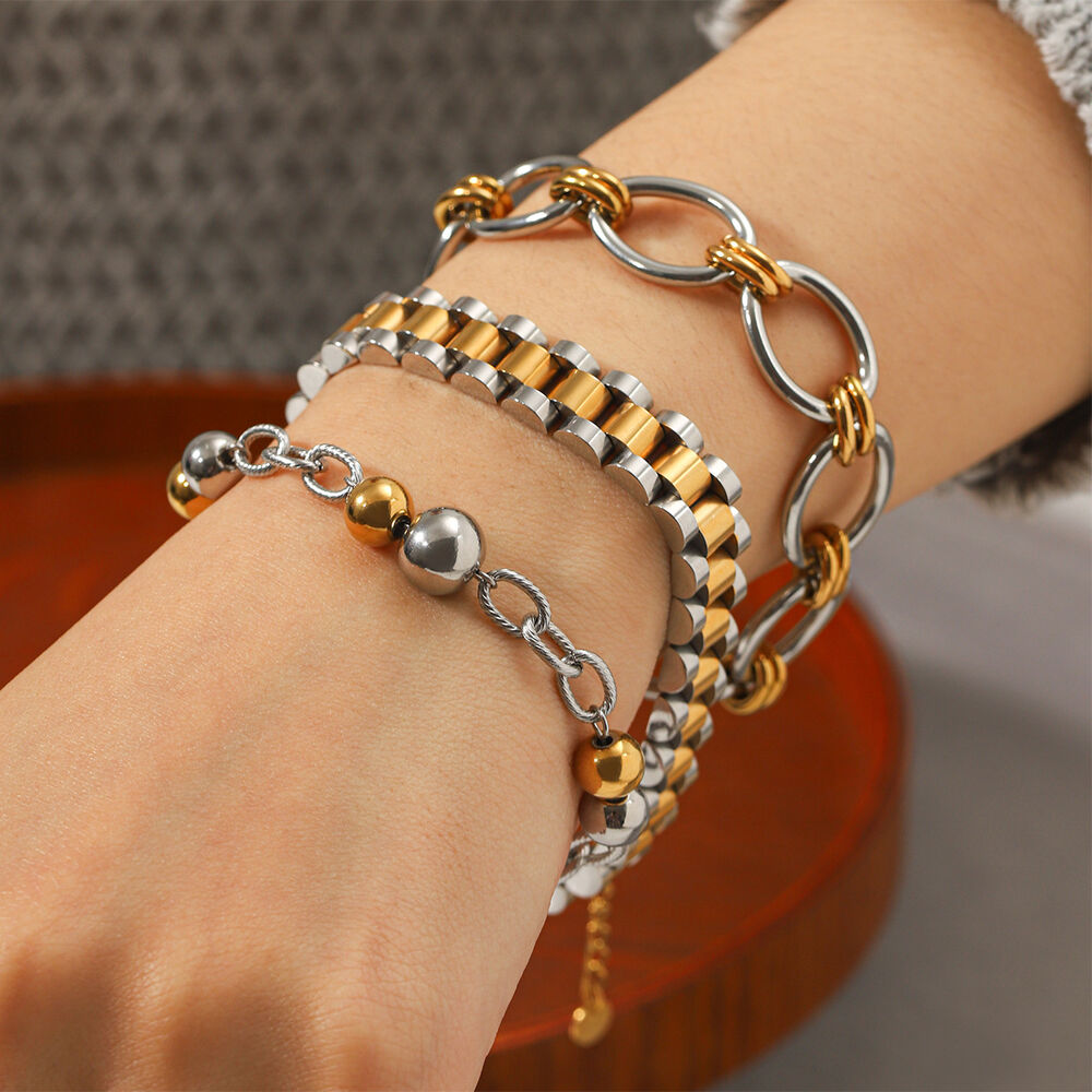 Daily Chain Stainless Steel Waterproof Mixed Color Women's Chain Bracelets Picture3