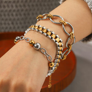Daily Chain Stainless Steel Waterproof Mixed Color Women's Chain Bracelets h5 Picture3