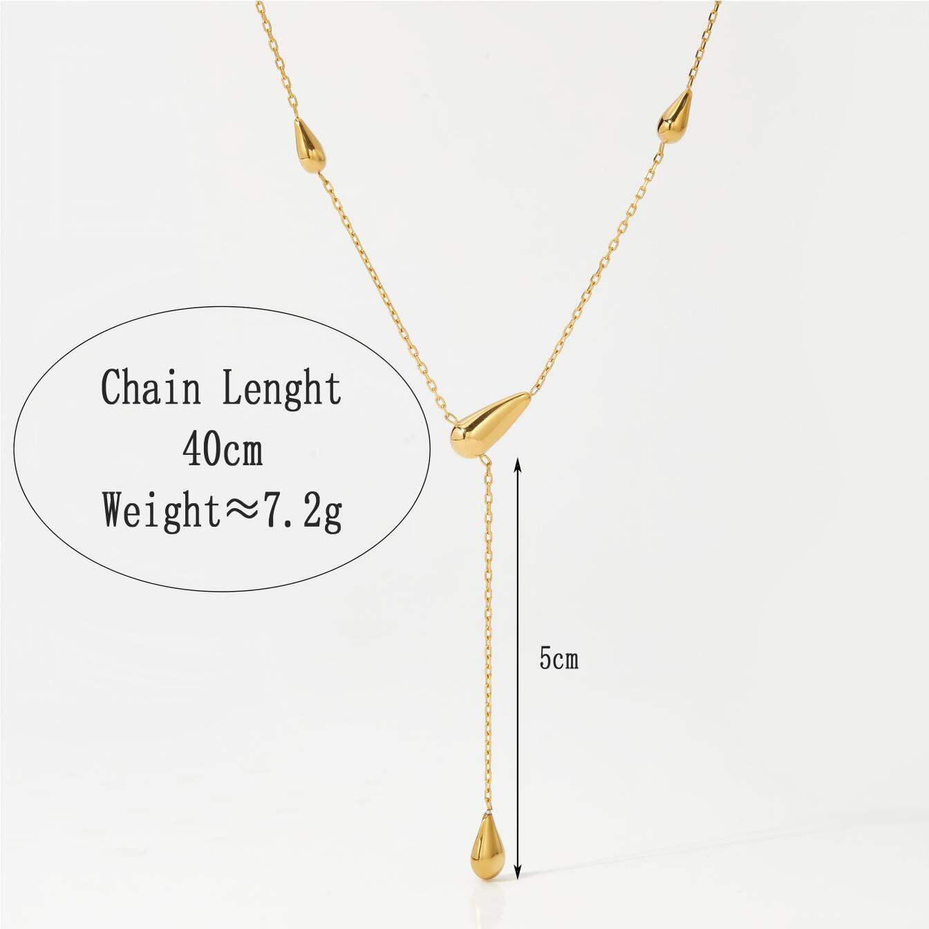 Simple Droplet Lines Stainless Steel Waterproof Gold Color Women's Pendant Necklaces Picture6