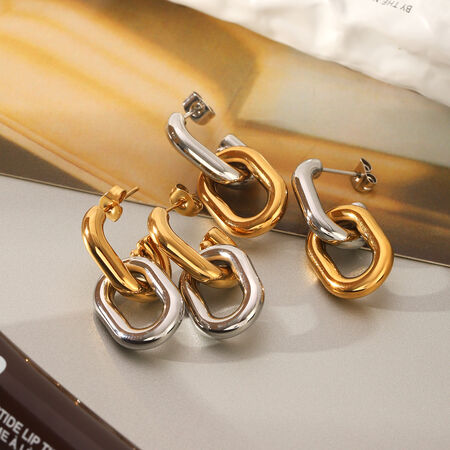 Simple Circle Stainless Steel Waterproof Mixed Color Women's Drop Earrings 2