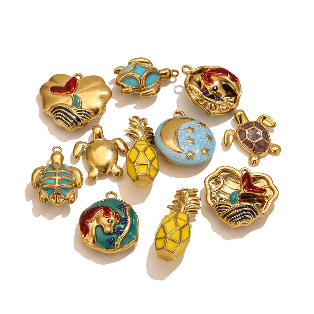 Simple Series Diy Turtle Fruit Sun Shell Stainless Steel Waterproof   Gold Color  Women's Pendants Picture5