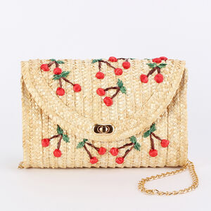 Vacation Style Woven Cherry Straw Women's Square Bag h5