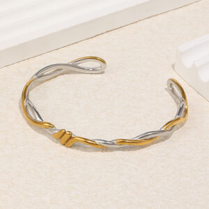Simple Twist Stainless Steel Waterproof MixedColor Women's Cuff Bracelets h5 Picture3