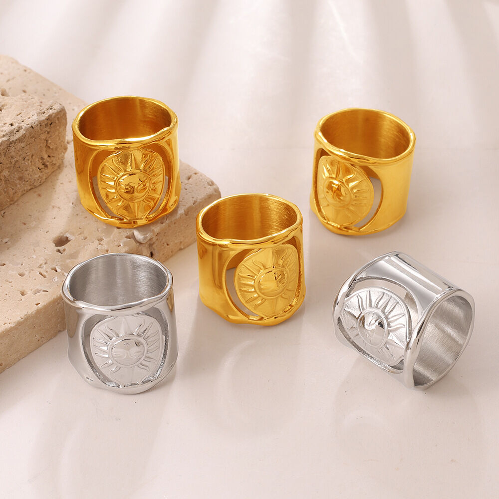 Simple Series Daily Sun Stainless Steel Waterproof Statement Rings