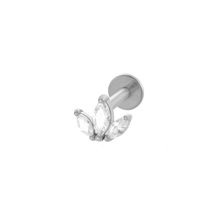 Luxury Simple Flower Heart Stainless Steel Waterproof   Gold Color  Zircon Women's Piercing Earrings