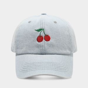 Sweet Cherry Embroidery Denim Fabric Women's Baseball Cap h5