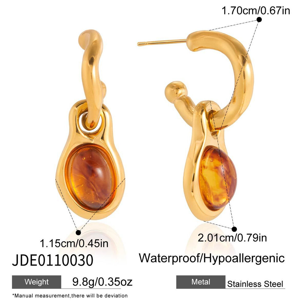 Retro Droplet Resin Gold Color Women's Drop Earrings