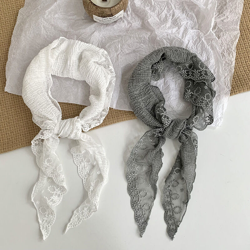 Romantische Serie DIY Unifarbenes, durchbrochenes Spitzen-Kopftuch für Damen h5Bild2