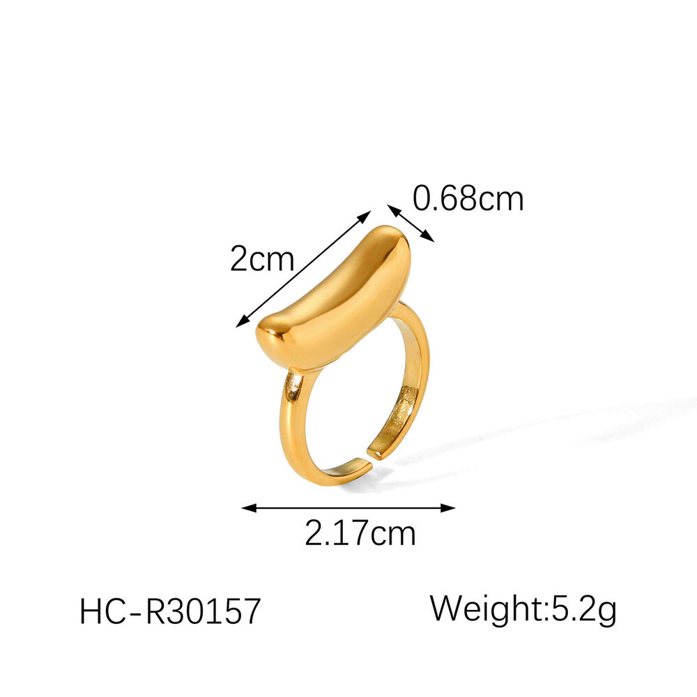 Simple Irregular Shape Stainless Steel Waterproof Gold Color Statement Rings Picture2