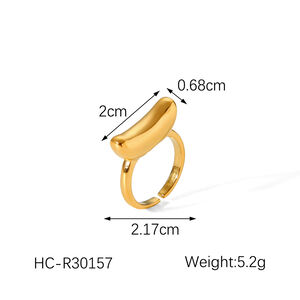 Simple Irregular Shape Stainless Steel Waterproof Gold Color Statement Rings h5 Picture2
