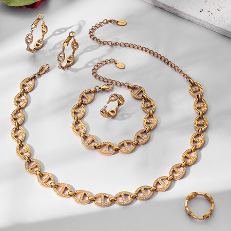 Classic Circle Stainless Steel Waterproof Gold Color Zircon Women's Chain Necklaces 2
