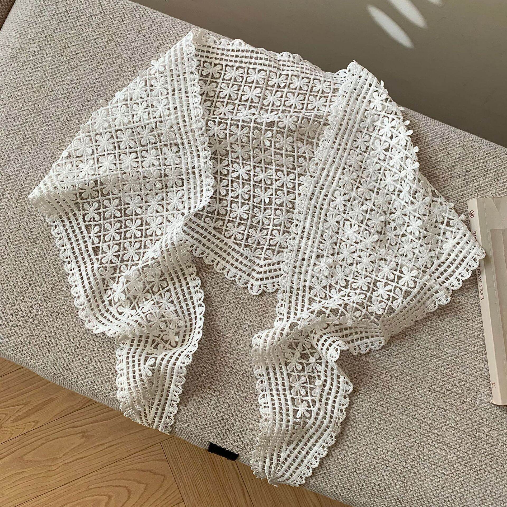 Romantic Series Sweet Flower Solid Color Lace Women's Summer Scarves 