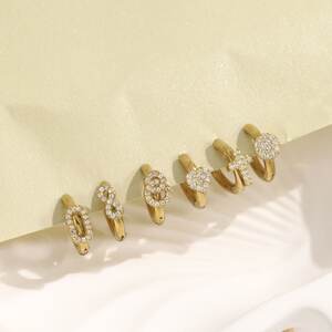 Simple Heart Cross Stainless Steel Waterproof Gold Color Crystal Women's Hoop Earrings h5 Picture4