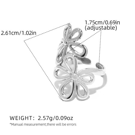 Daily Flower Butterfly Stainless Steel Waterproof No Plating Material Statement Rings