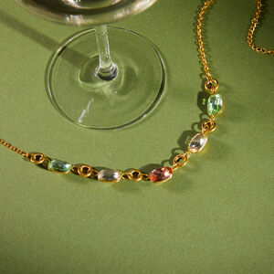 Simple Rectangle Stainless Steel Waterproof Gold Color Rhinestone Women's Beaded Necklaces h5 Picture5