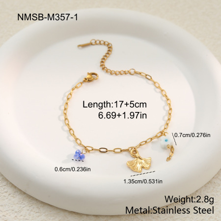 Süße Serie Blumenpflanzen Edelstahl wasserdicht goldfarbene Damen-Kettenarmbänder