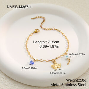 Sweet Series Bloemen Plant Roestvrijstalen Waterdichte Goudkleurige Damesarmbanden met Ketting h5
