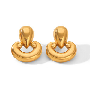 Simple Heart Stainless Steel Waterproof Gold Color Women's Stud Earrings h5