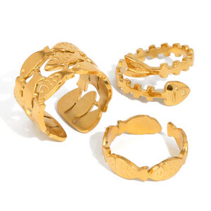 Urlaubs-Fischform Edelstahl wasserdichte Statement-Ringe in Goldfarbe h5 Bild4