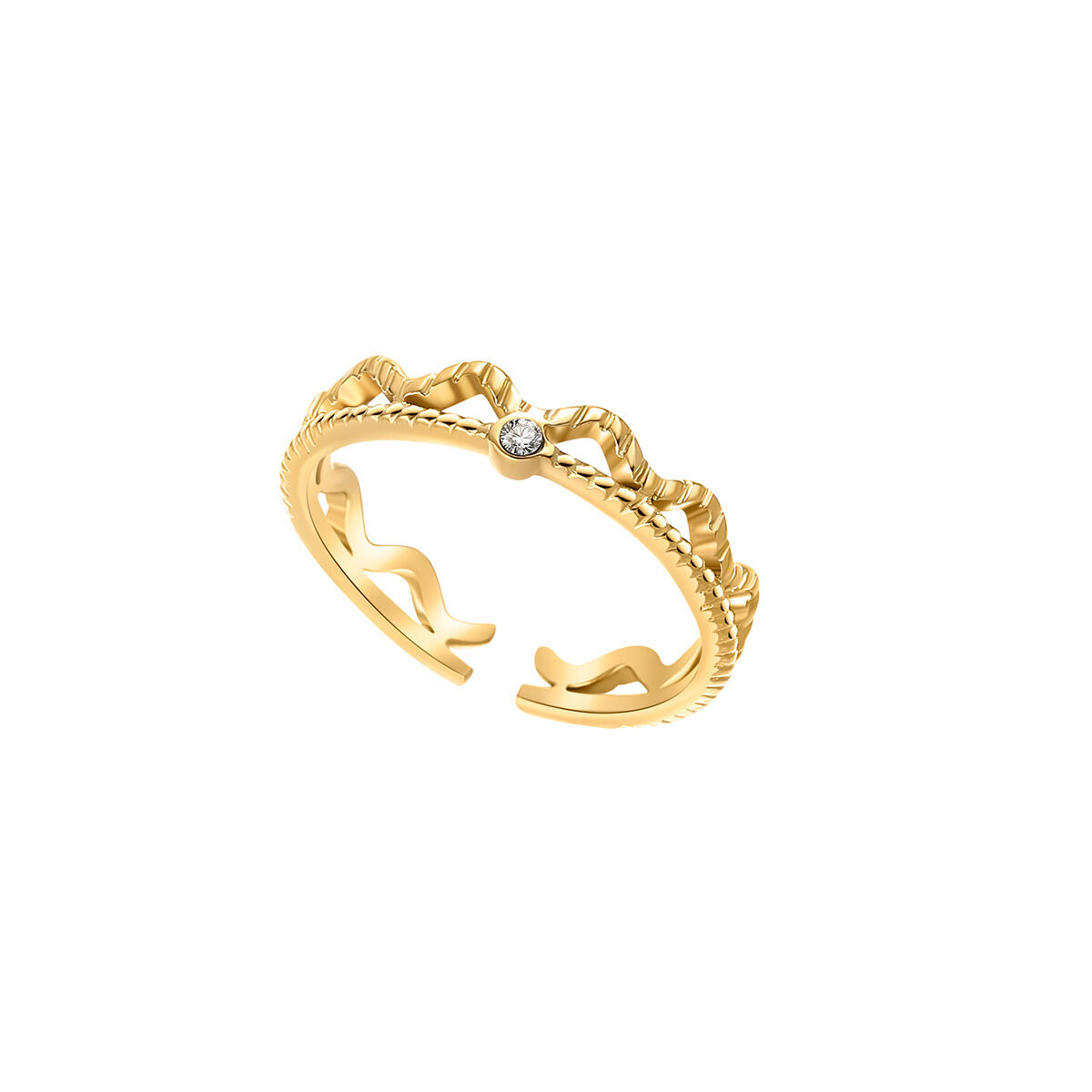 Schlichter runder, wasserdichter Damenring aus Edelstahl in Goldfarbe mit Zirkonia h5 Bild5