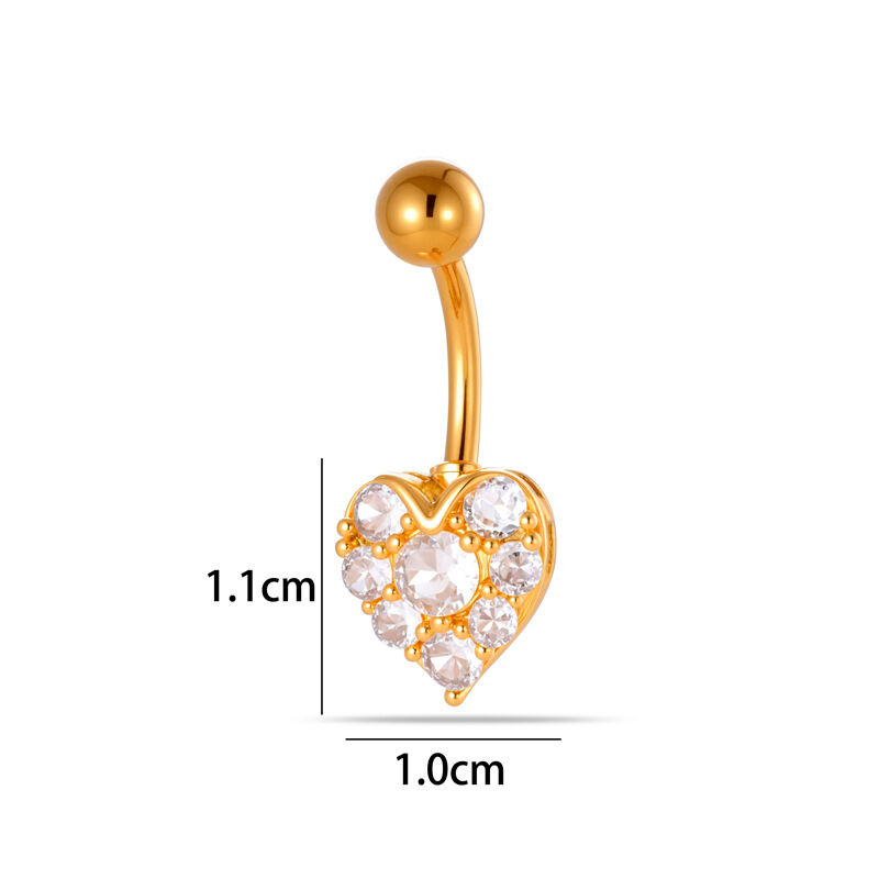 Blumen-, Herz- und Schlangen-Bauchnabelpiercings in Kupfer- und Goldfarbe mit Zirkonia Bild2