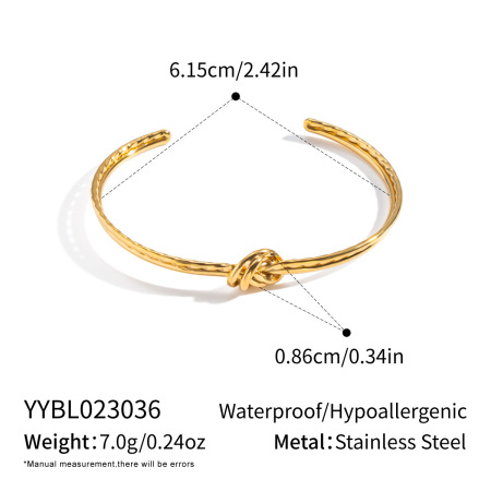 Minimalistisches Knotendesign, wasserdichtes Edelstahl-Armband in Goldfarbe für Damen
