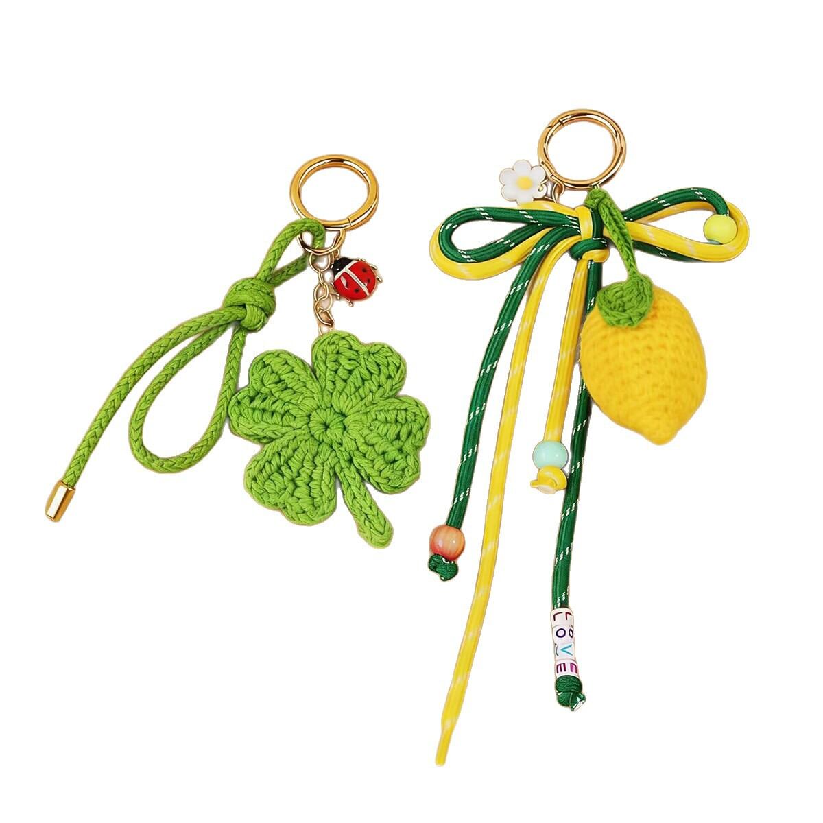 Simple Series Cute Fruit Clover Braided Rope Women's Bag Charms h5 Picture4