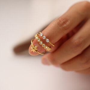 Daily Star Stainless Steel Waterproof Gold Color Rhinestone Minimalist Rings h5 Picture2