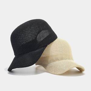 Casual Solid Color Hollowed-Out Women's Straw Baseball Cap h5 Picture2