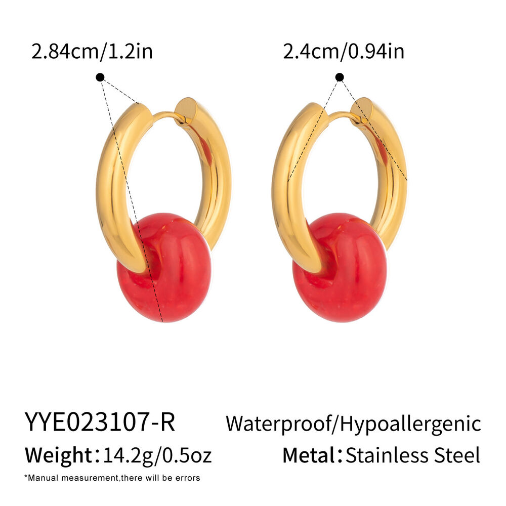 Simple Retro Circle Stainless Steel Waterproof Gold Color Women's Dangle Earrings