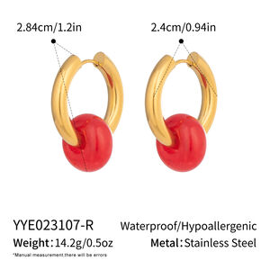 Simple Retro Circle Stainless Steel Waterproof Gold Color Women's Dangle Earrings h5