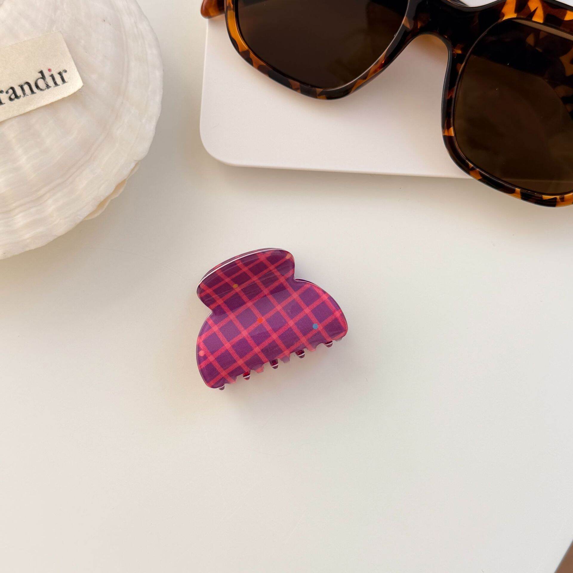 Romantic Series Sweet Plaid Imitation Acetate Sheet Women's Hair Claws 