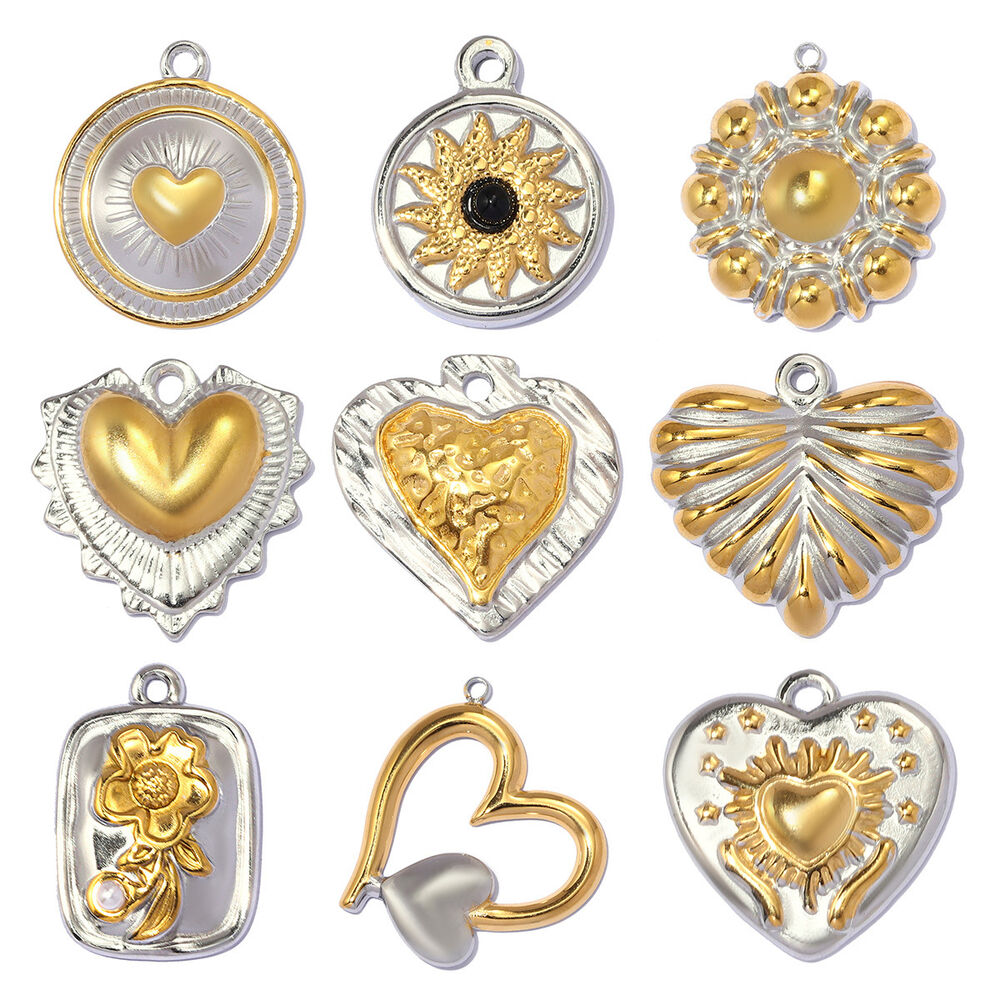 Classic Series Diy Heart Circle Stainless Steel Waterproof Gold Color Women's Pendants Picture3