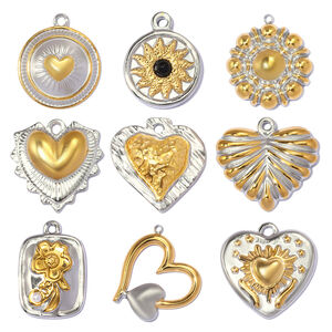 Classic Series Diy Heart Circle Stainless Steel Waterproof Gold Color Women's Pendants h5 Picture3