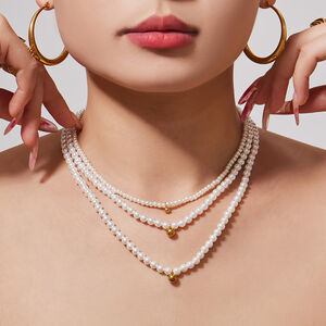 Elegant Beads Stainless Steel Gold Color Women's Beaded Necklaces h5 Picture3